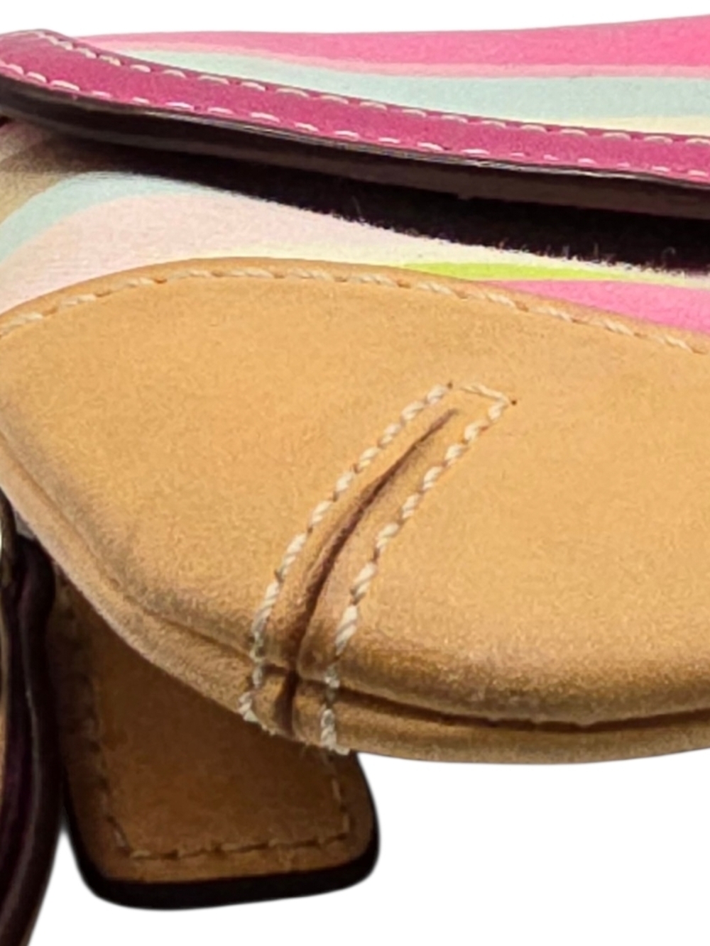 Coach Pink, Tan & Lime Stripe Wristlet Clutch - Picture 6 of 14